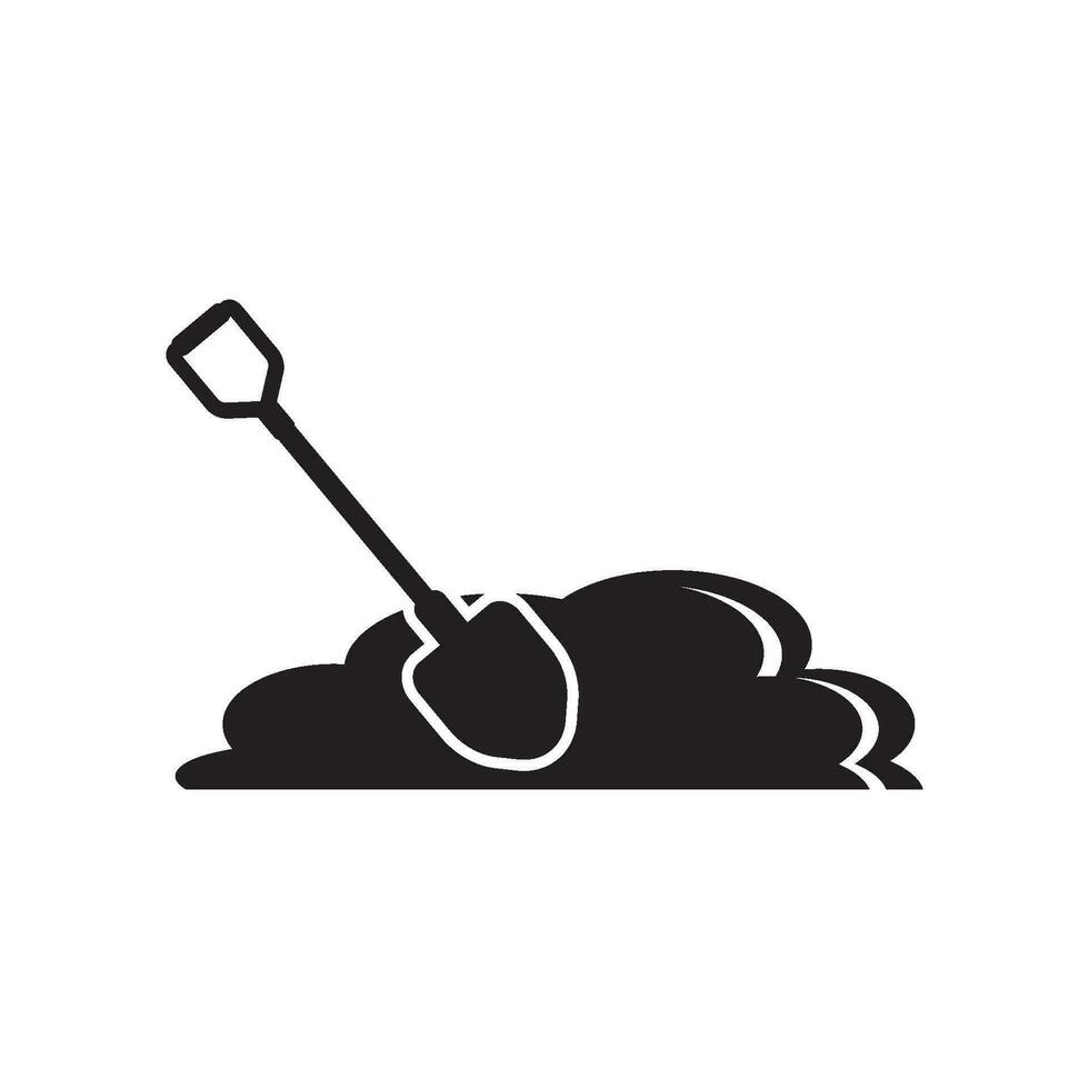 Shovel vector icon illustration logo template.
