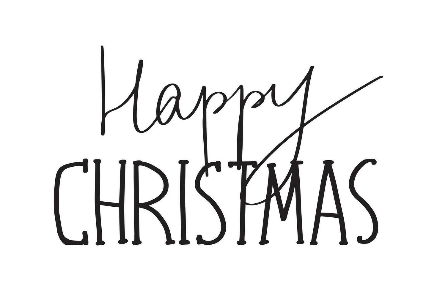 Christmas and New Year calligraphy phrase Happy Christmas. Vector black typography isolated on white background. Modern hand drawn lettering for greeting cards, posters, t-shirts etc.