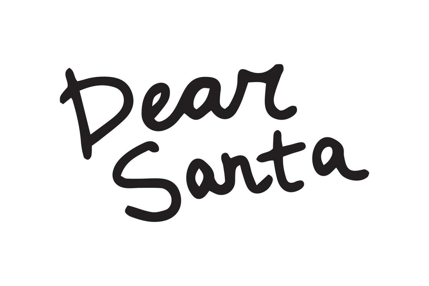 Christmas and New Year calligraphy phrase Dear Santa. Vector black typography isolated on white background. Modern hand drawn lettering for greeting cards, posters, t-shirts etc.