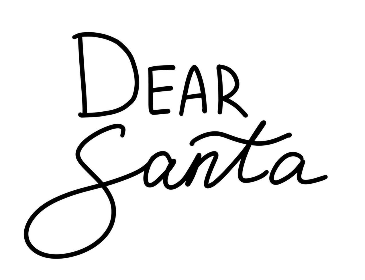 Christmas and New Year calligraphy phrase Dear Santa. Vector black typography isolated on white background. Modern hand drawn lettering for greeting cards, posters, t-shirts etc.