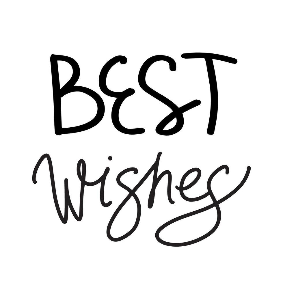 Christmas and New Year calligraphy phrase Best Wishes. Vector black typography isolated on white background. Modern hand drawn lettering for greeting cards, posters, t-shirts etc.