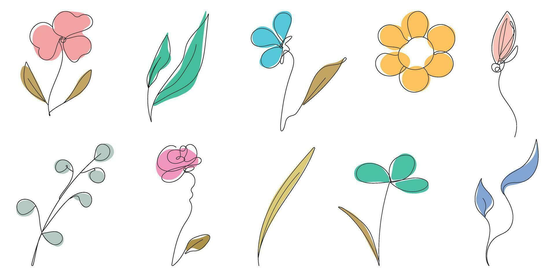 Hand Drawn Floral Doodles.Hand Drawn Floral Elements.Illustration in hand drawn line style.Vector elements for wedding design.Trendy for tattoo design.Vector elements for logo design vector