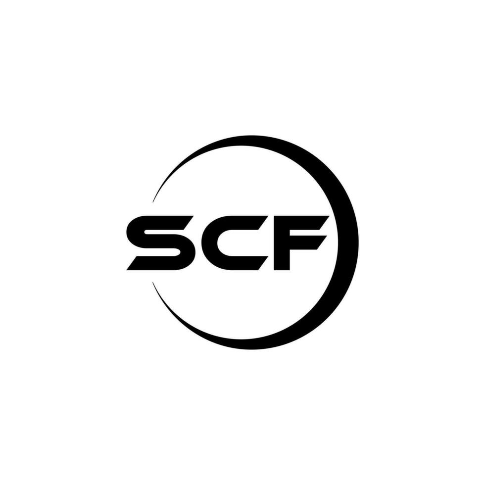 SCF letter logo design in illustrator. Vector logo, calligraphy designs for logo, Poster, Invitation, etc.