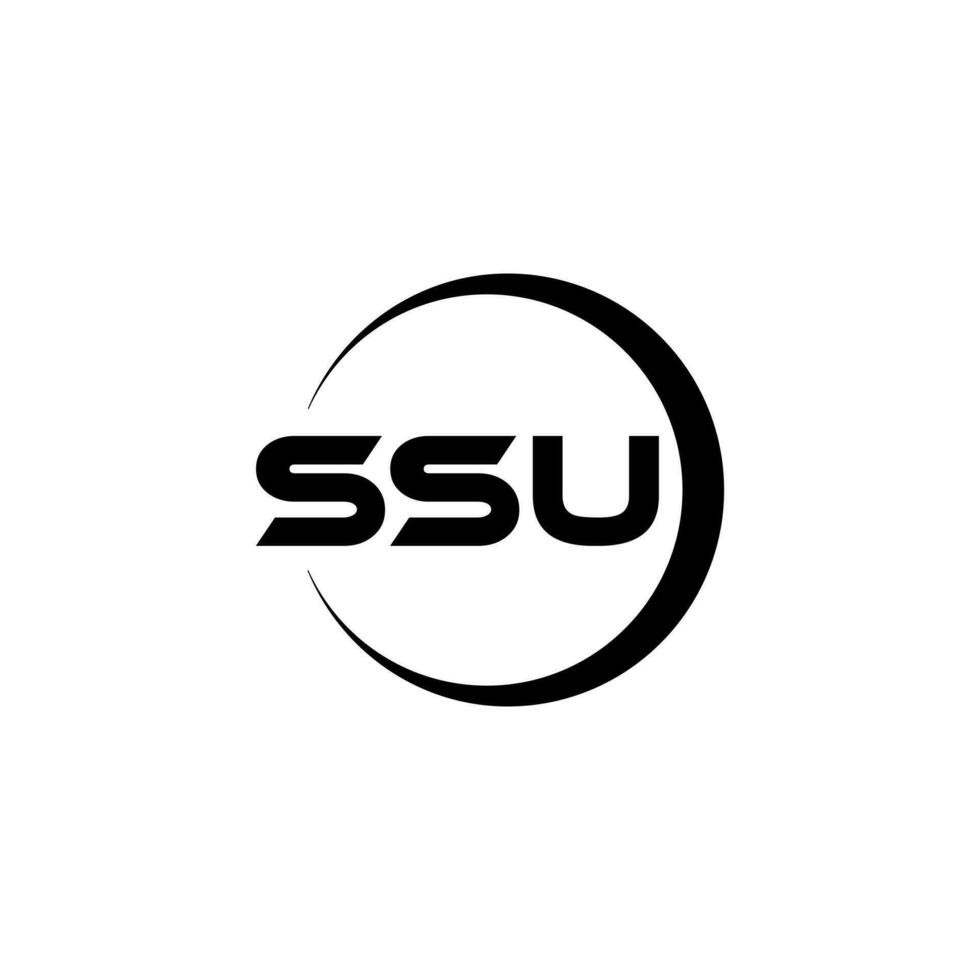 SSU letter logo design with black background in illustrator. Vector logo, calligraphy designs for logo, Poster, Invitation, etc.