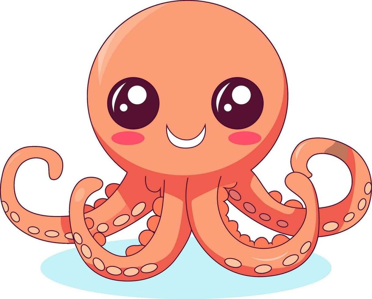 Cute Octopus Cartoon On White Background vector