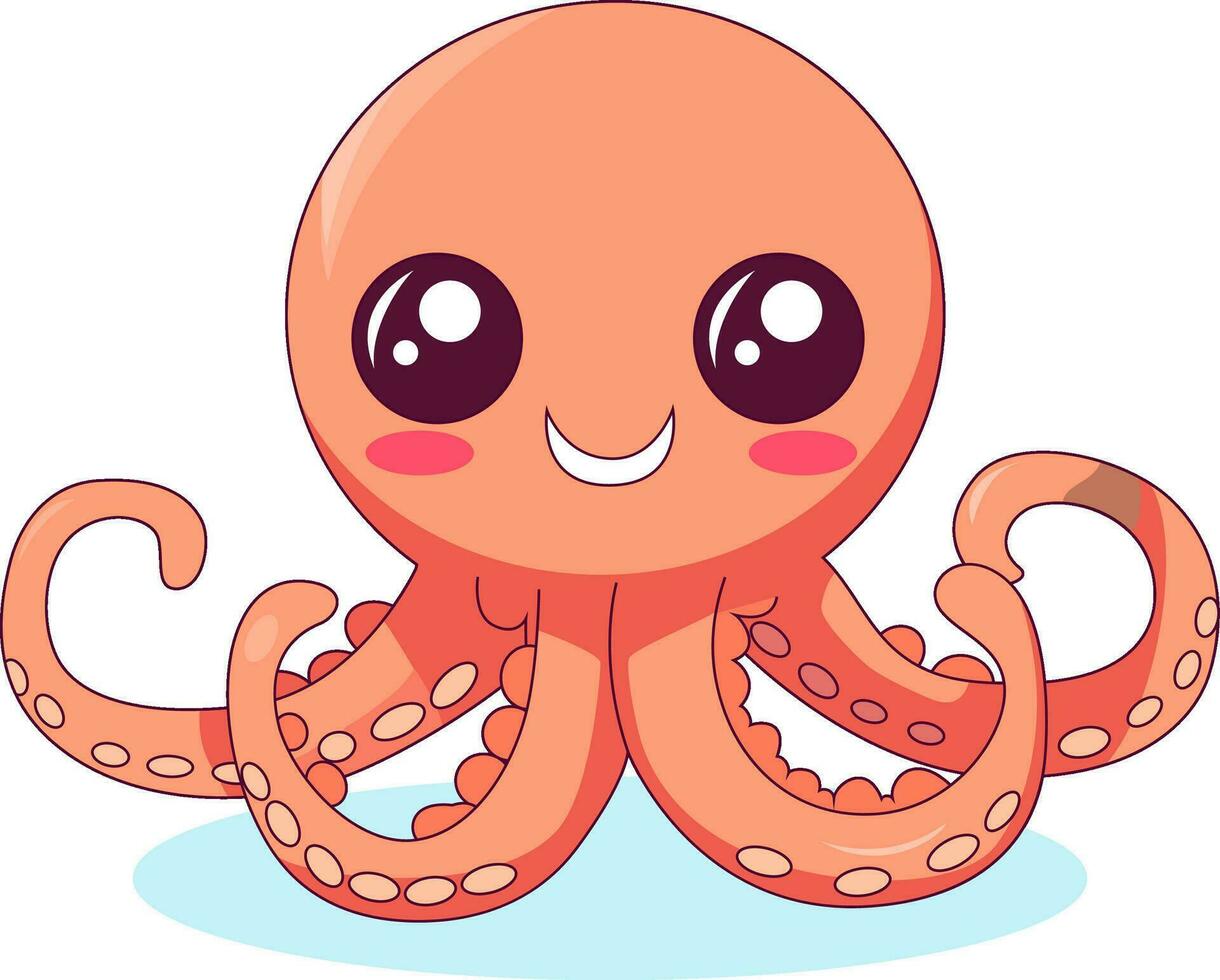 lindo, pulpo, caricatura, blanco, plano de fondo vector