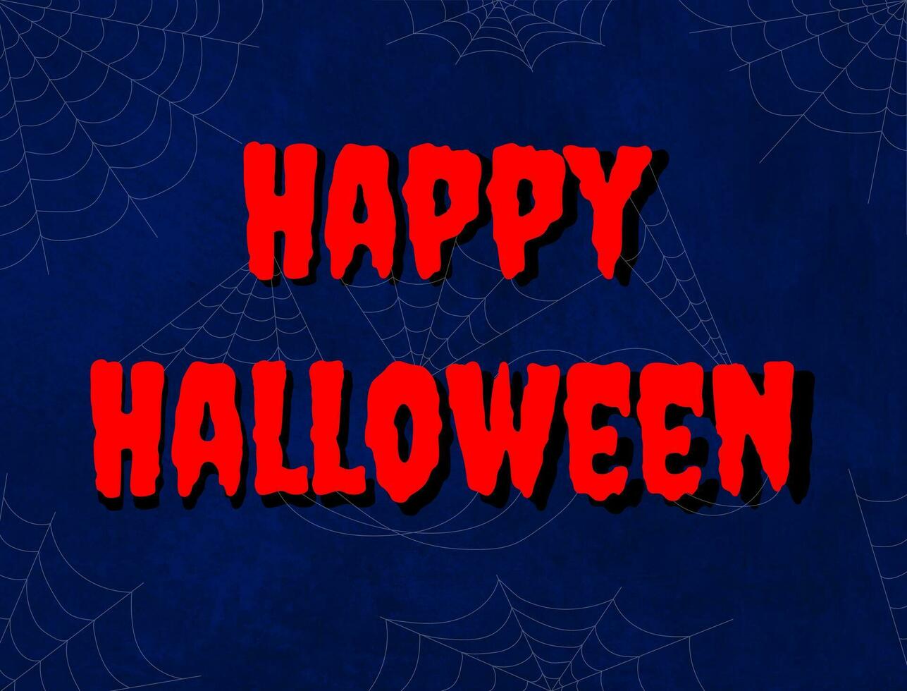 Happy Halloween. Terrible banner in a spider's web, on a dark background. Halloween holiday vector