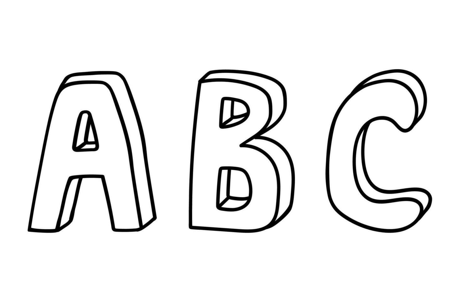 Hand drawn vector ABC letters on white background.