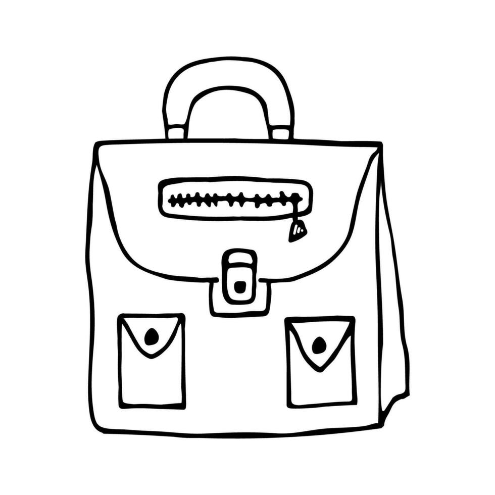 Sketch of a briefcase, a business bag on a white background. Vector illustration in doodle style