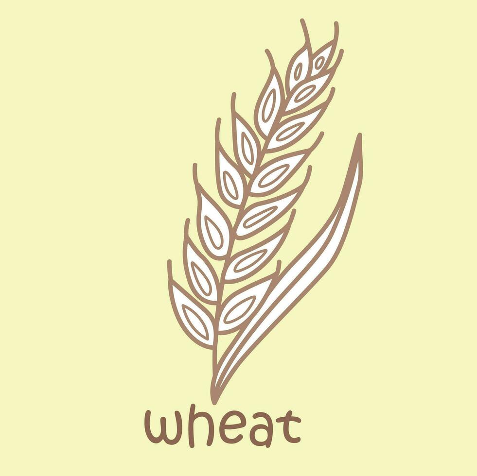 Alphabet W For Wheat Vocabulary Reading School Lesson Cartoon Digital Stamp Outline vector