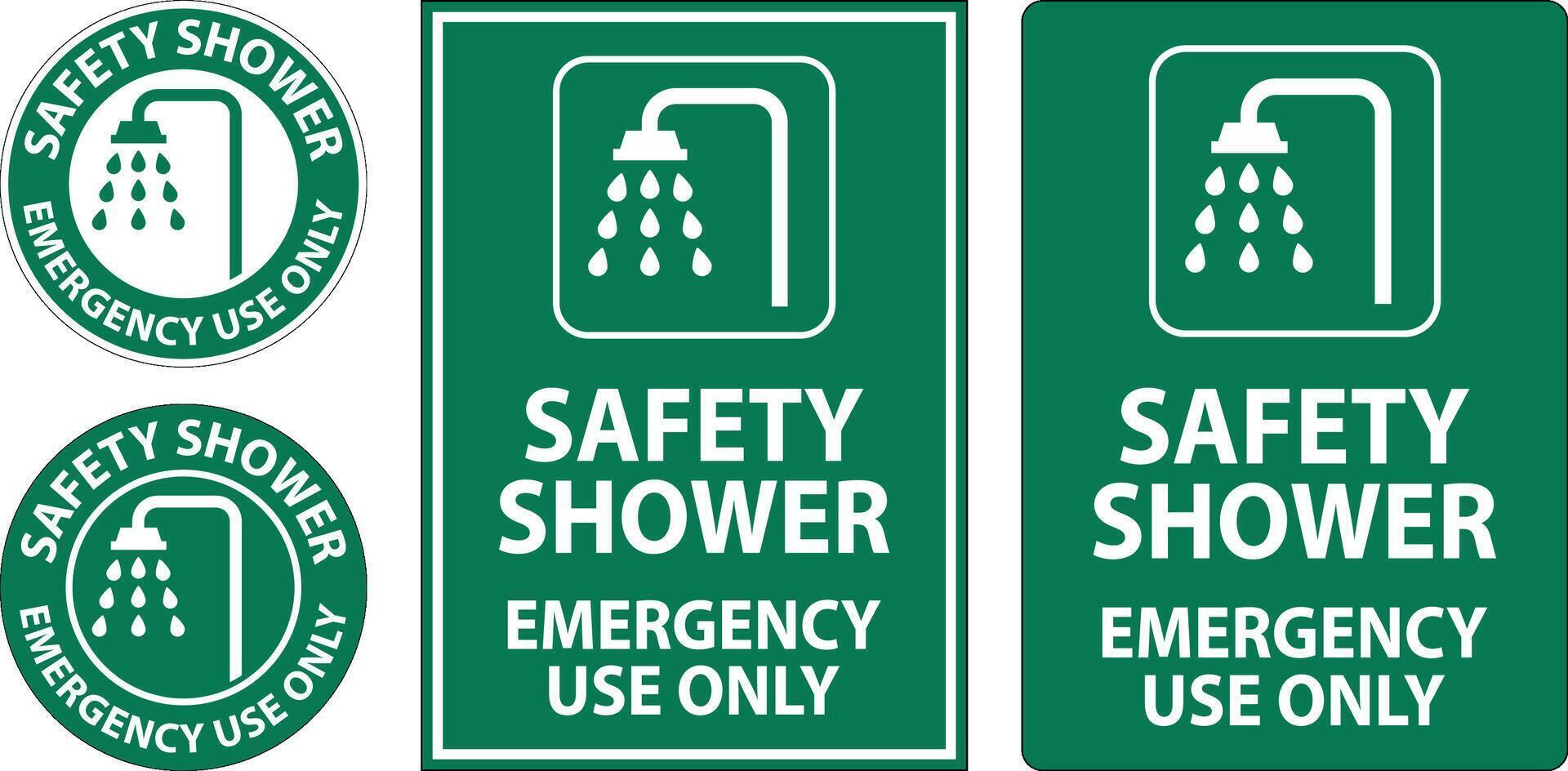 Safety Shower Sign, Safety Shower - Emergency Use Only vector