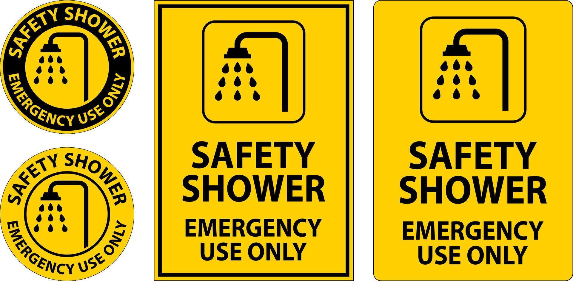 Safety Shower Sign, Safety Shower - Emergency Use Only vector