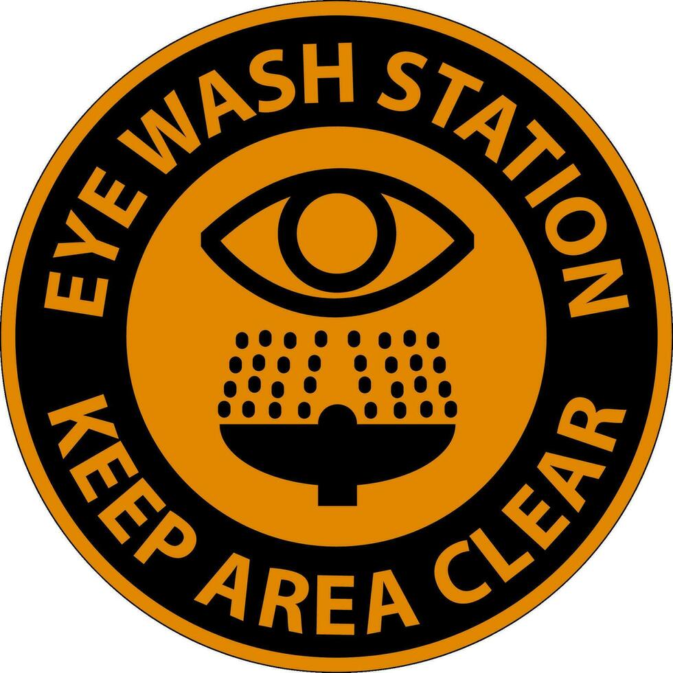 Floor Sign Eye Wash Station - Keep Area Clear vector