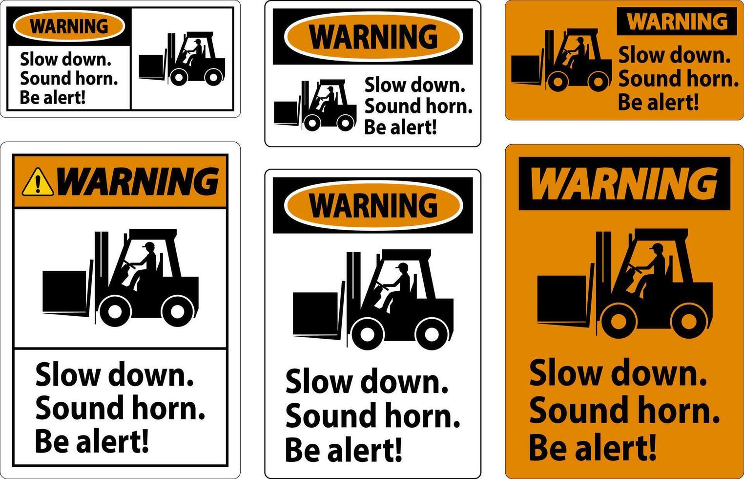 Warning Label Slow Down Sound Horn Be Alert vector