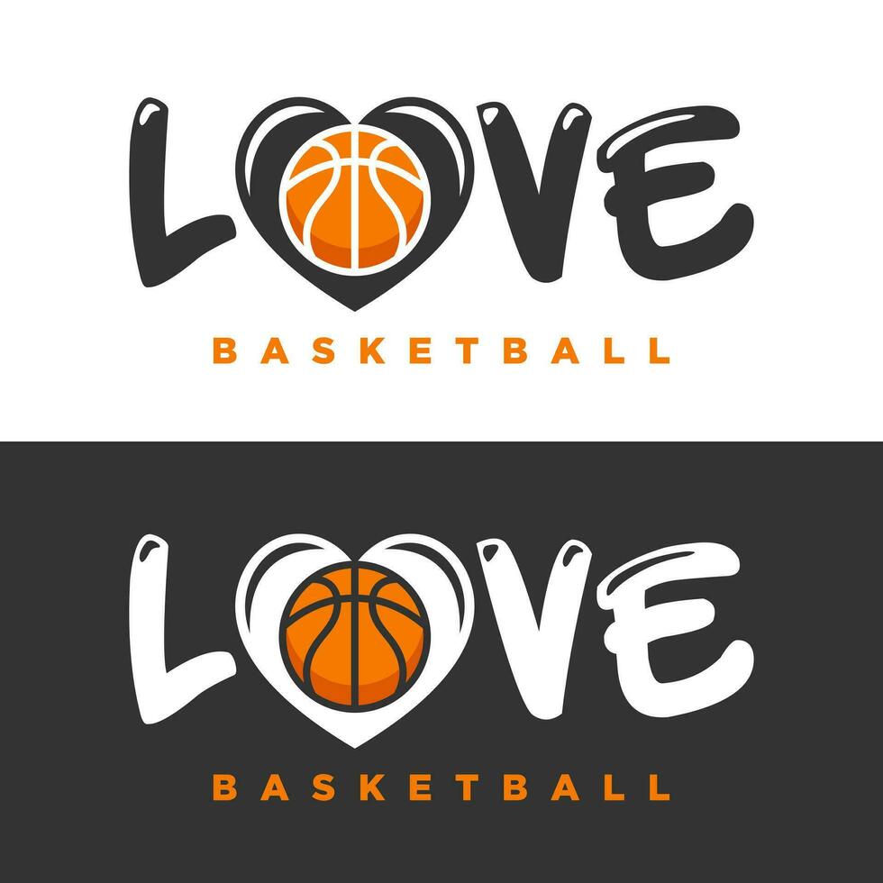 basketball sport love logo design vector
