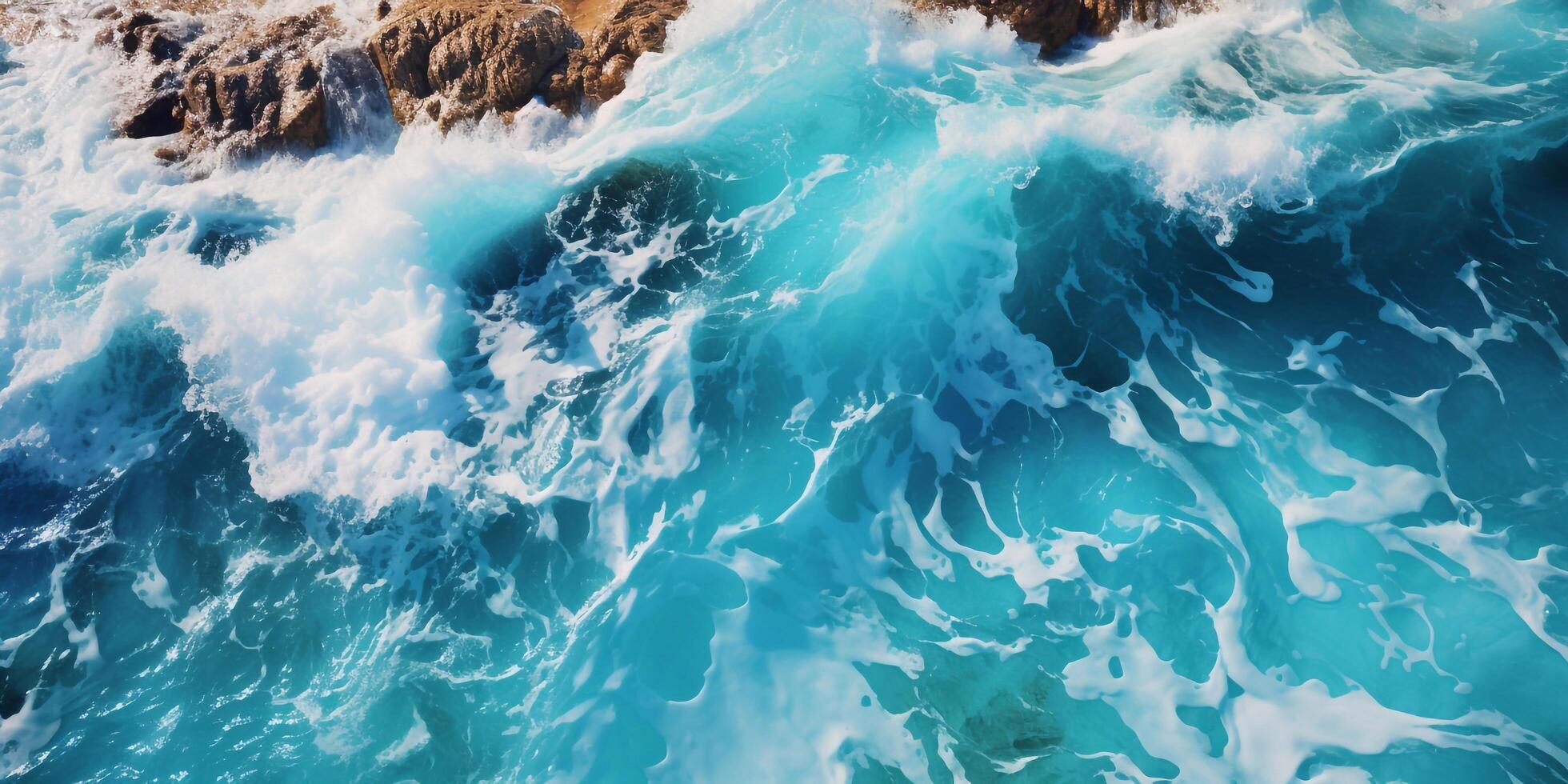 A picture of Ocean wave breaks on the shore at sunset in the Maldives. photo