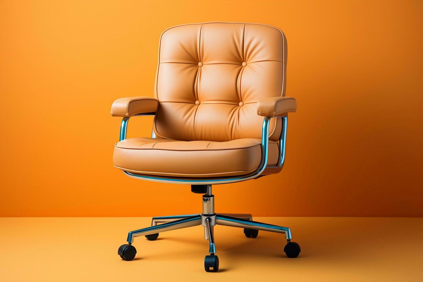 Comfortable office chair Front view of Genuine Leather office chair for Executive Officer with clipping path. generative ai photo