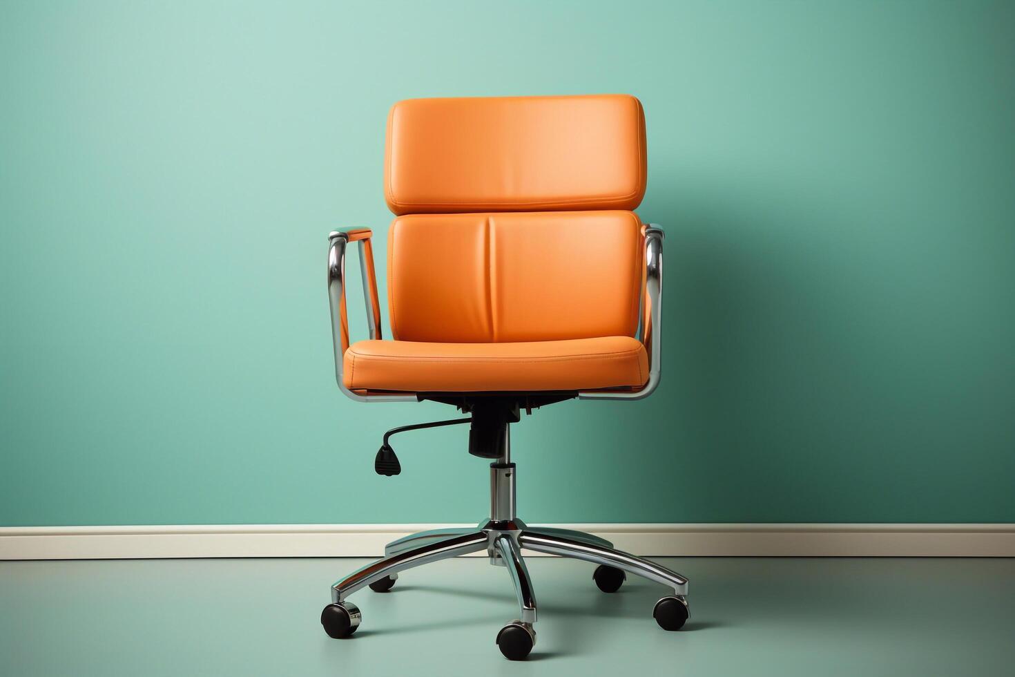 Genuine Leather office chair for Executive Officer, isolated on light blue background with clipping path. generative ai photo