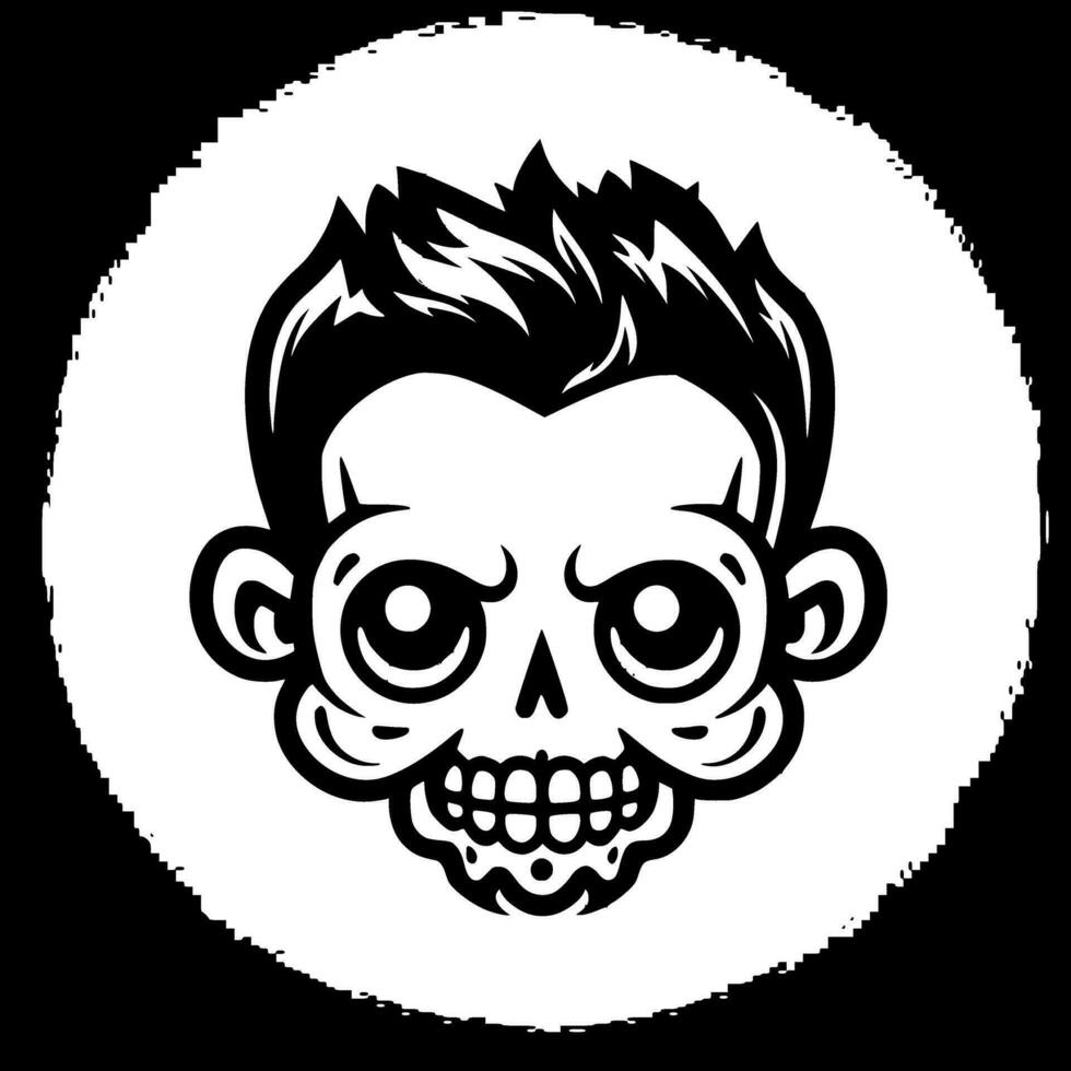 Skull, Black and White Vector illustration