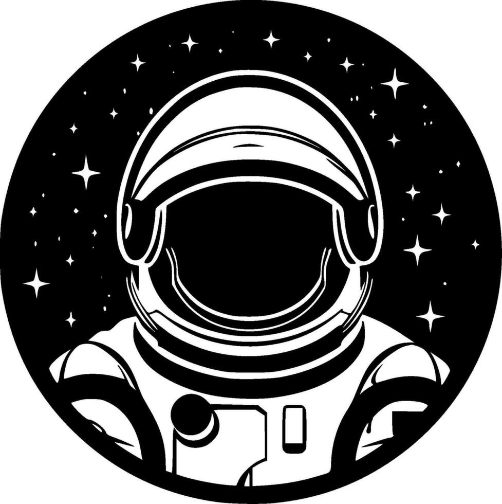 astronauta - negro y blanco aislado icono - vector ilustración