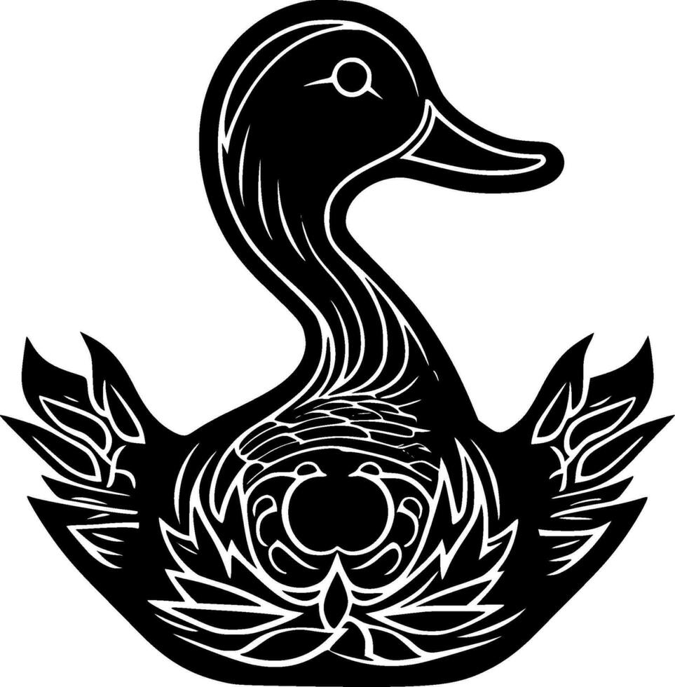 Duck, Black and White Vector illustration