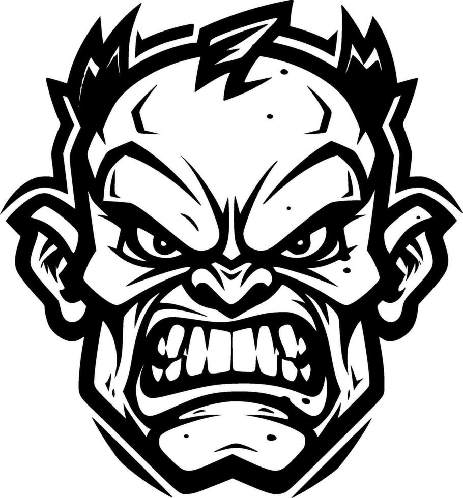 Zombie, Black and White Vector illustration