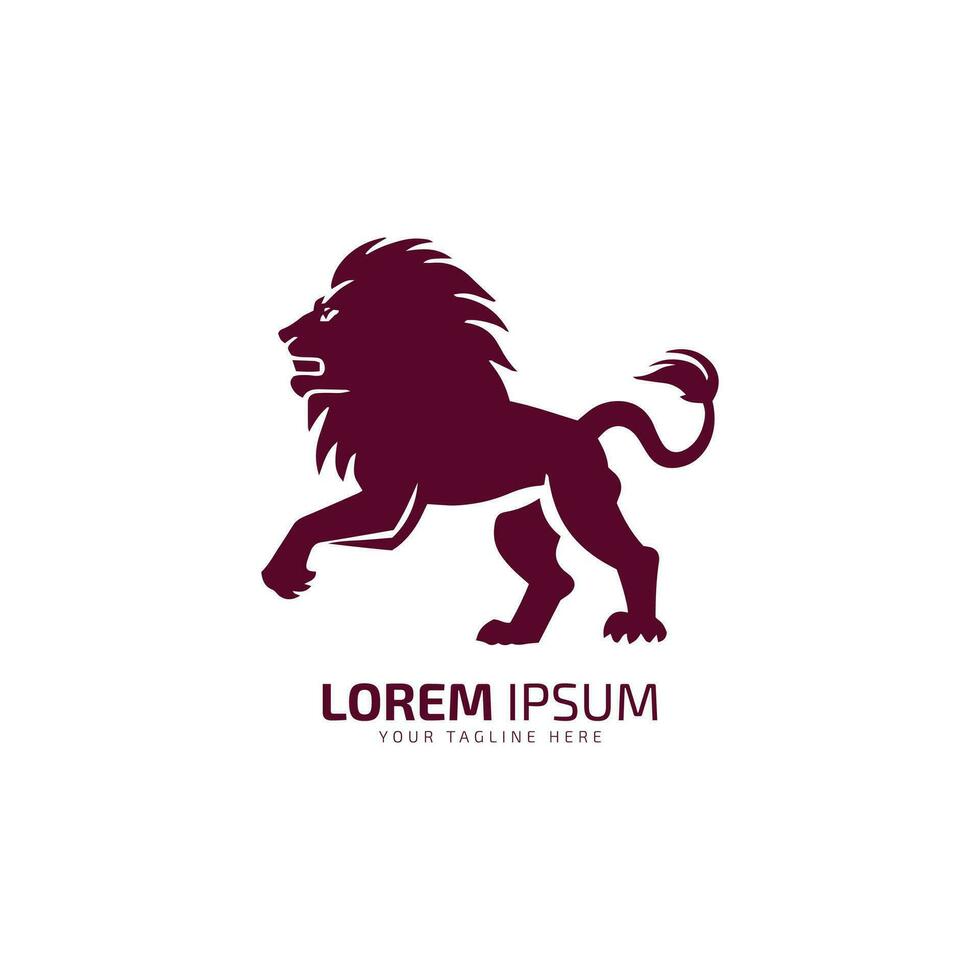 Lion Majesty Captured Silhouette Logo Vector on White background.