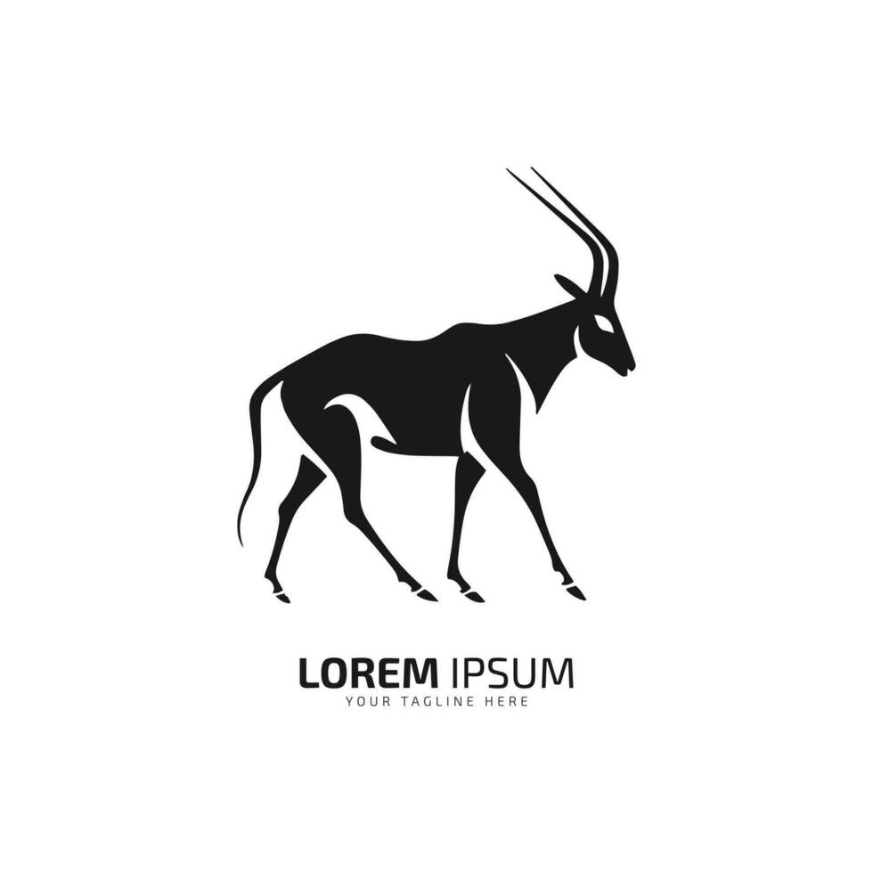 Graceful Guardianship Oryx Silhouette Logo Vector, Evoking Majesty and Brand Vigilance vector