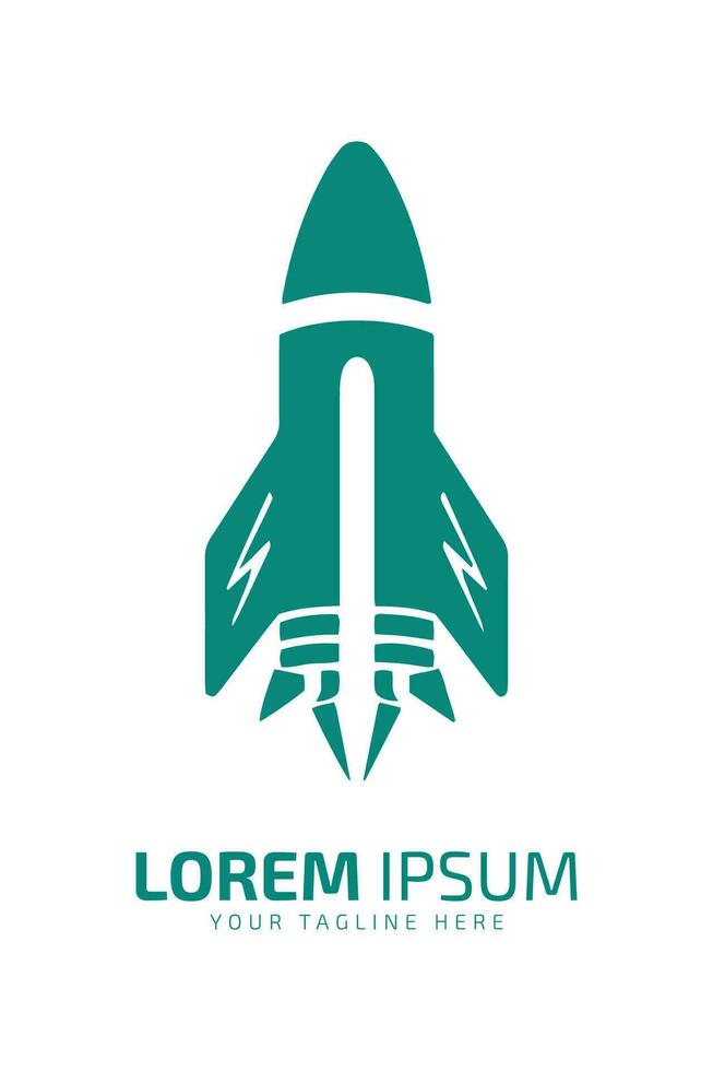 Rocket Ascent Depicted Silhouette Logo Vector Concept.