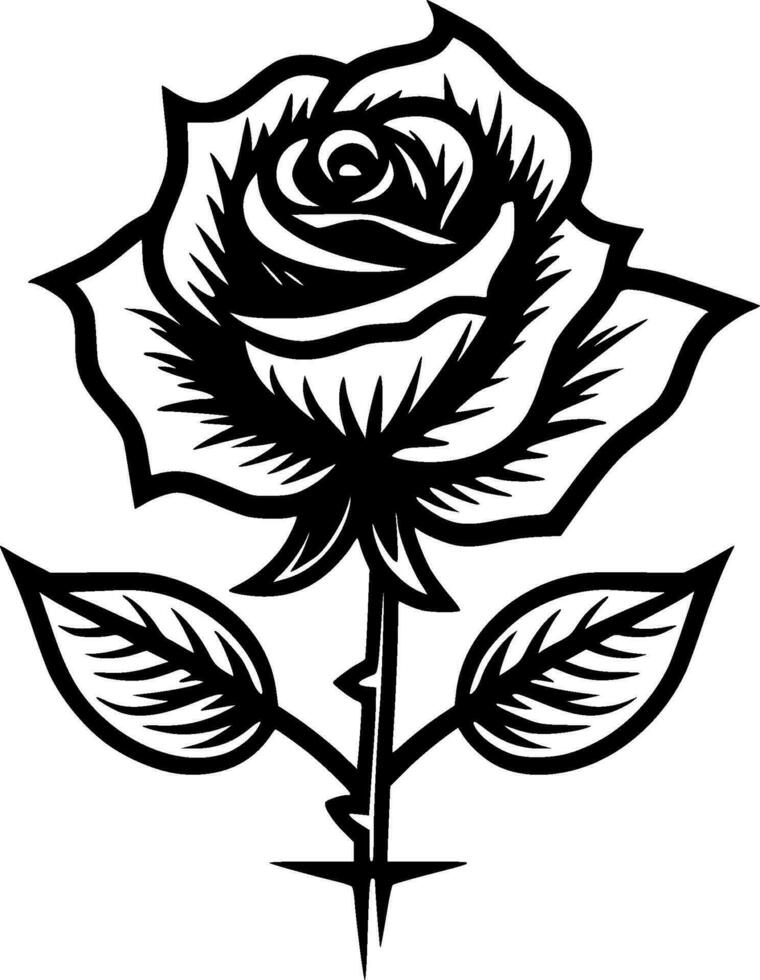Rose - Black and White Isolated Icon - Vector illustration