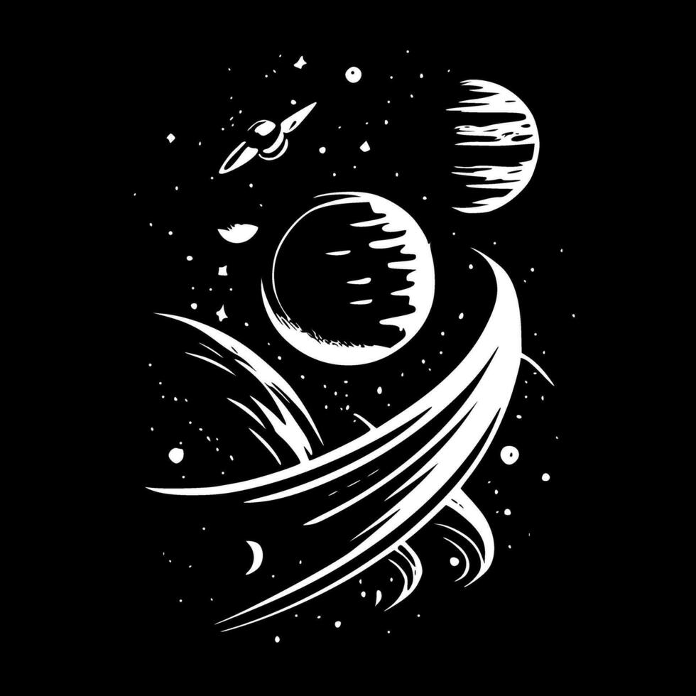 Space, Black and White Vector illustration