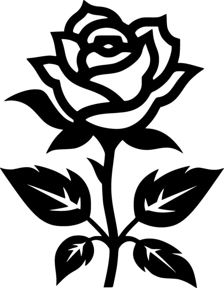 Rosa - negro y blanco aislado icono - vector ilustración