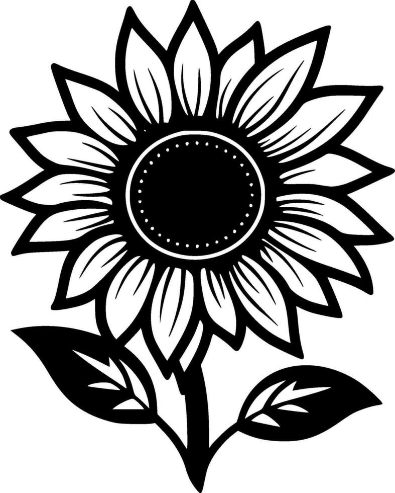 Sunflower, Black and White Vector illustration 27565125 Vector Art at ...