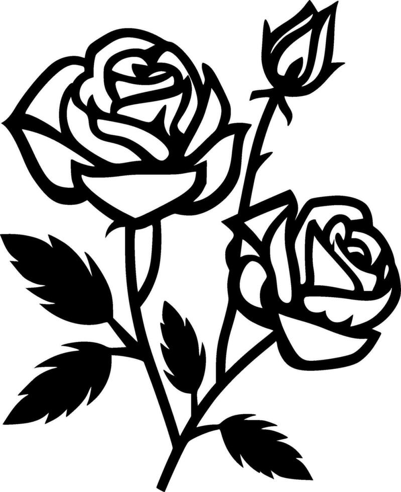Roses - Black and White Isolated Icon - Vector illustration