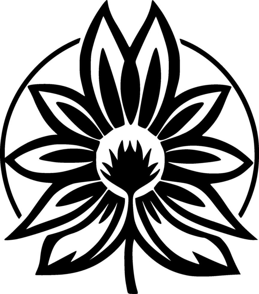 Flower, Black and White Vector illustration