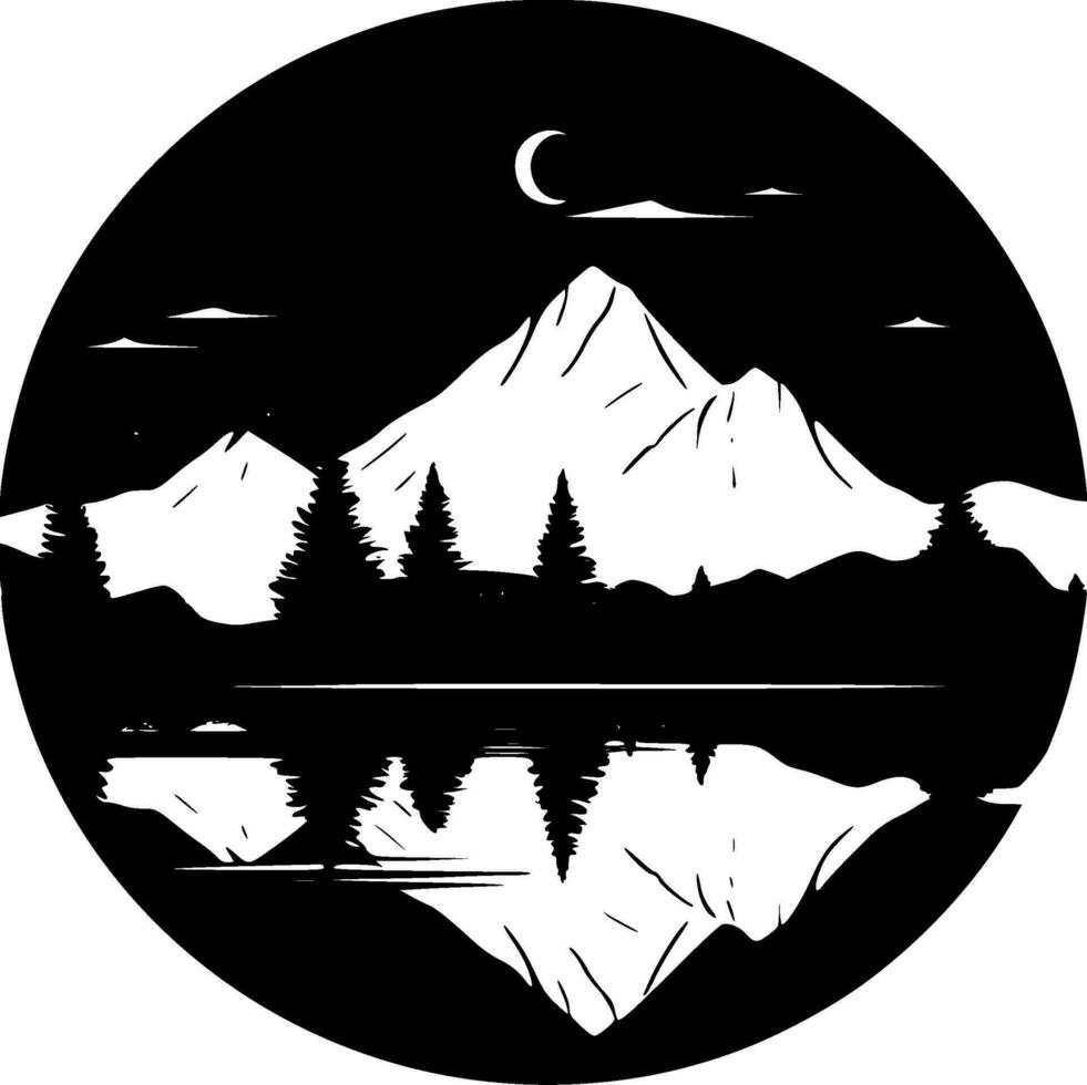 Lake, Black and White Vector illustration