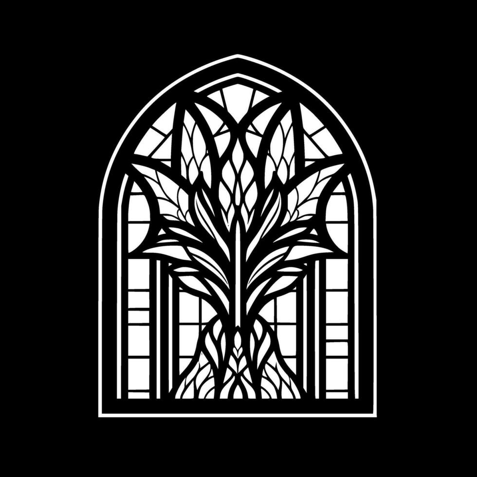 Stained Glass, Black and White Vector illustration