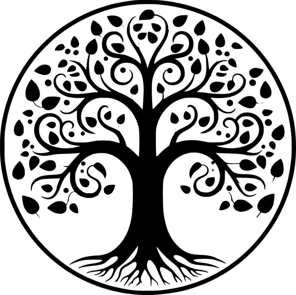 Tree - Black and White Isolated Icon - Vector illustration