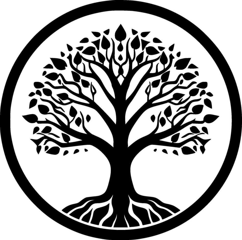 Tree, Black and White Vector illustration