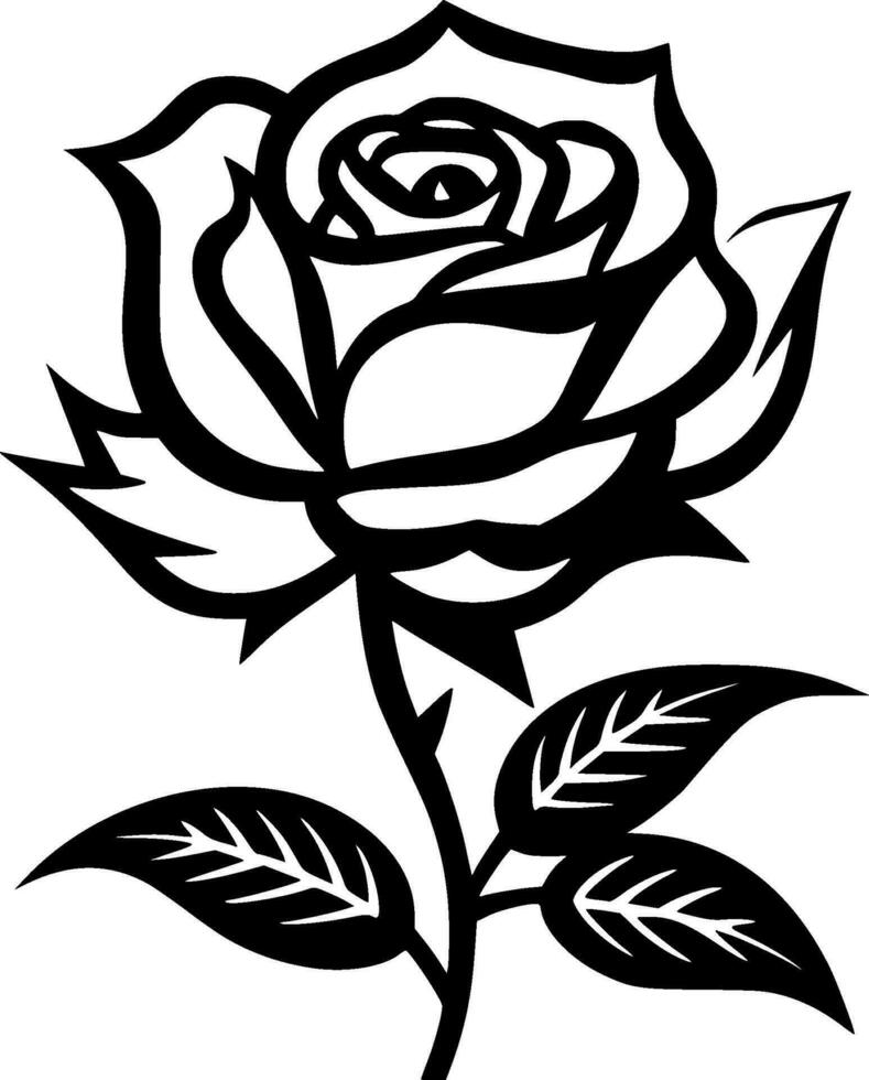 Rosa - negro y blanco aislado icono - vector ilustración