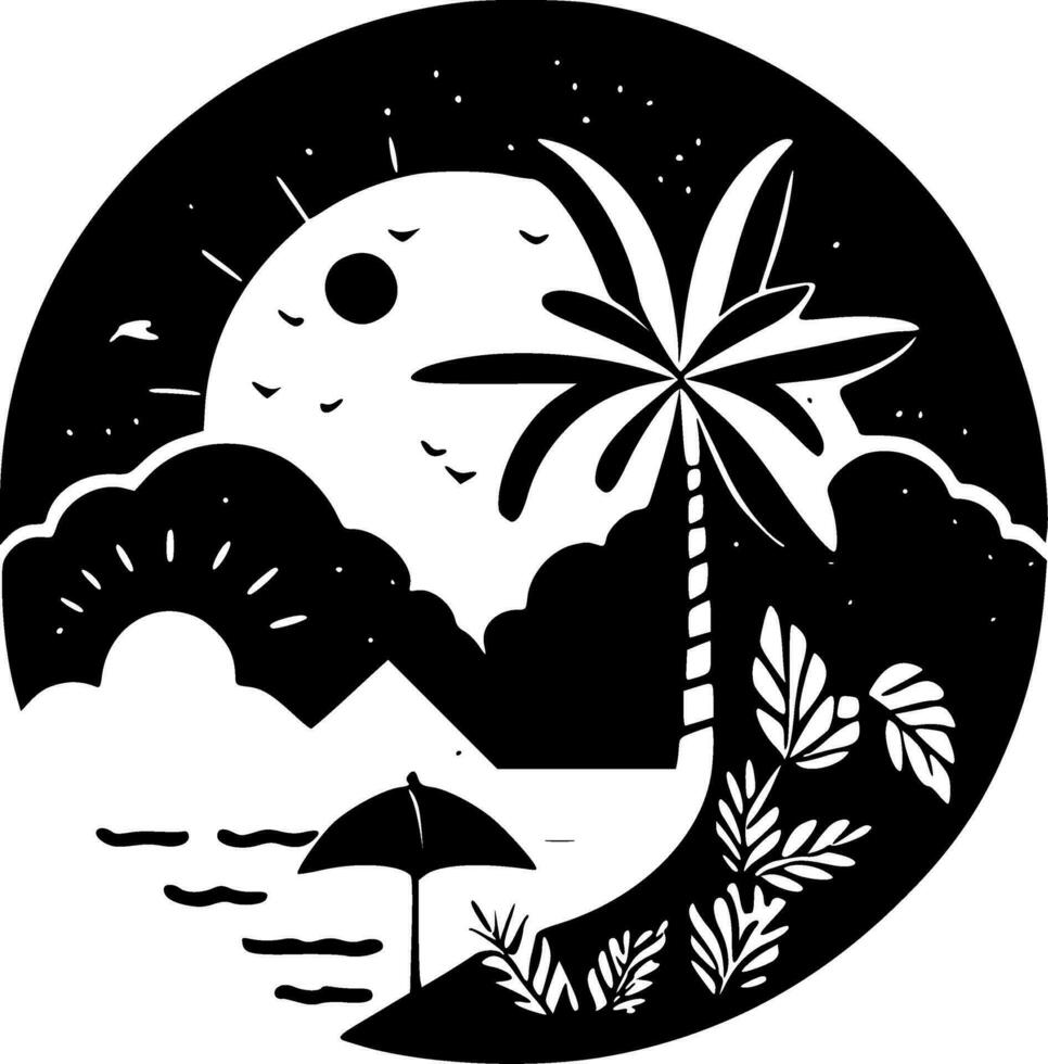 Summer, Black and White Vector illustration