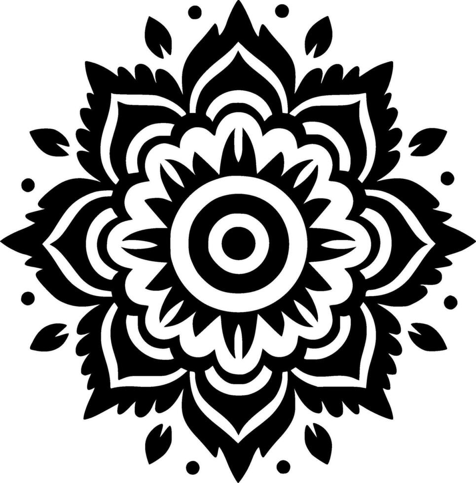 Mandala - Black and White Isolated Icon - Vector illustration