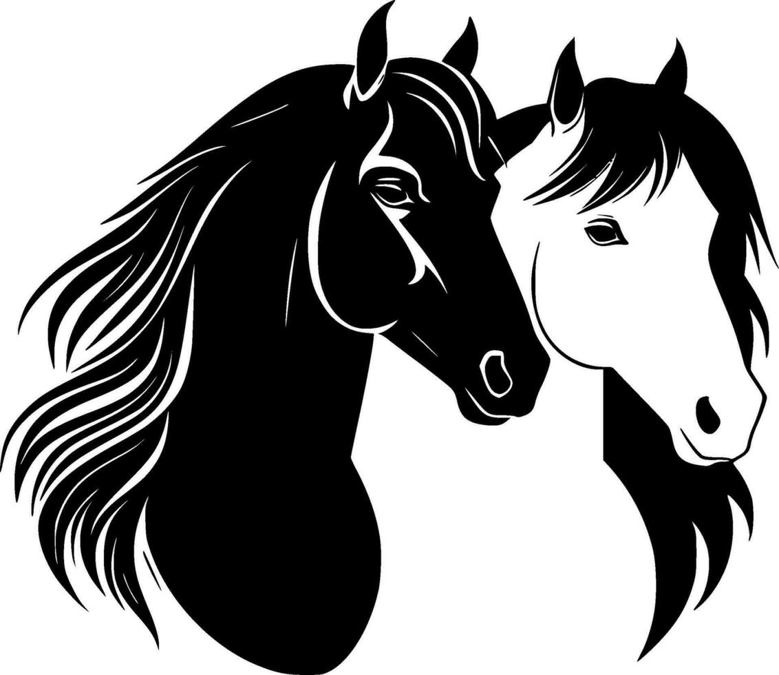Horses - Minimalist and Flat Logo - Vector illustration