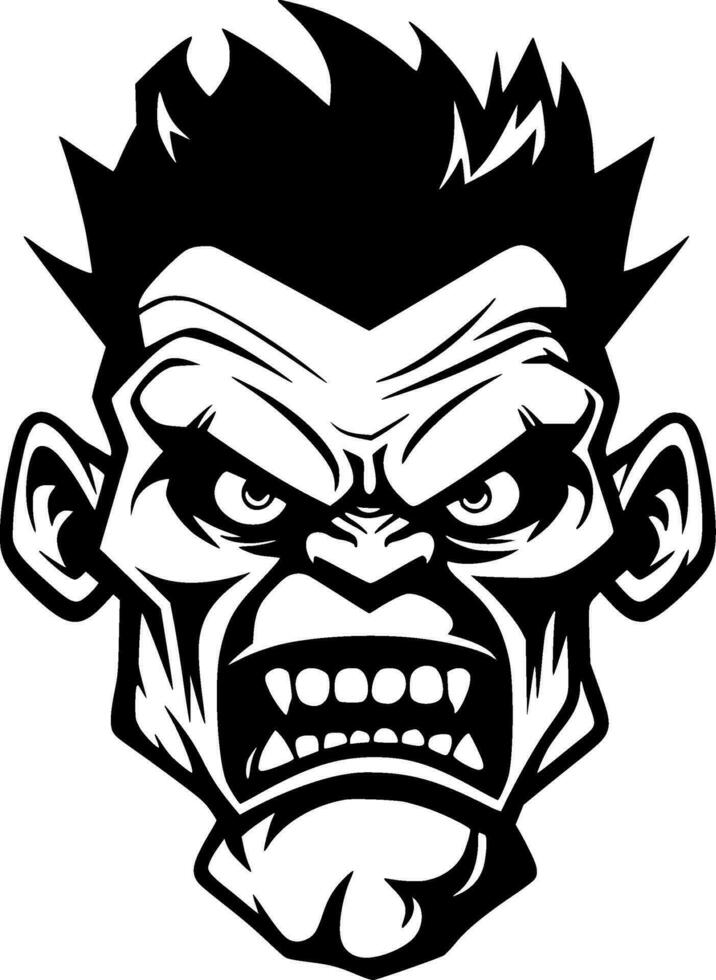 Zombie, Black and White Vector illustration