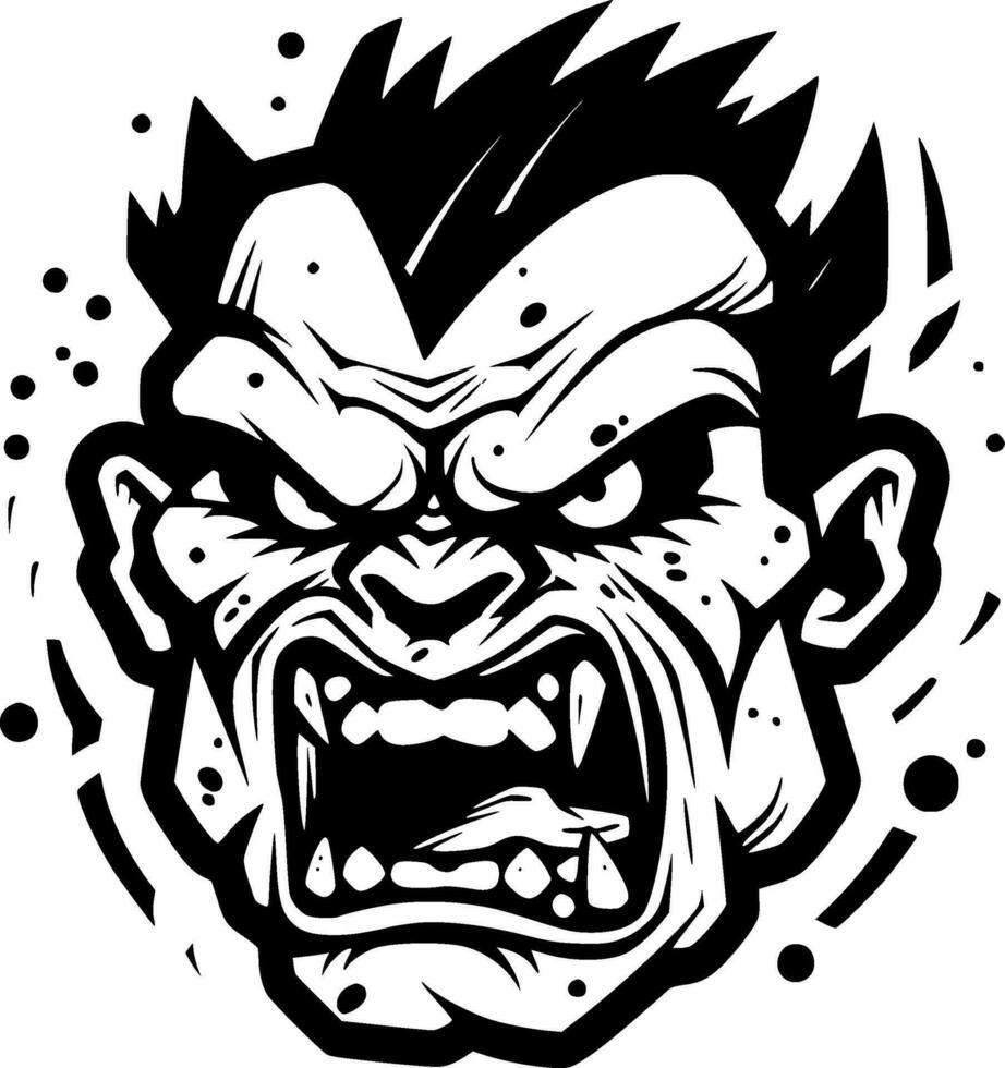 Zombie, Black and White Vector illustration