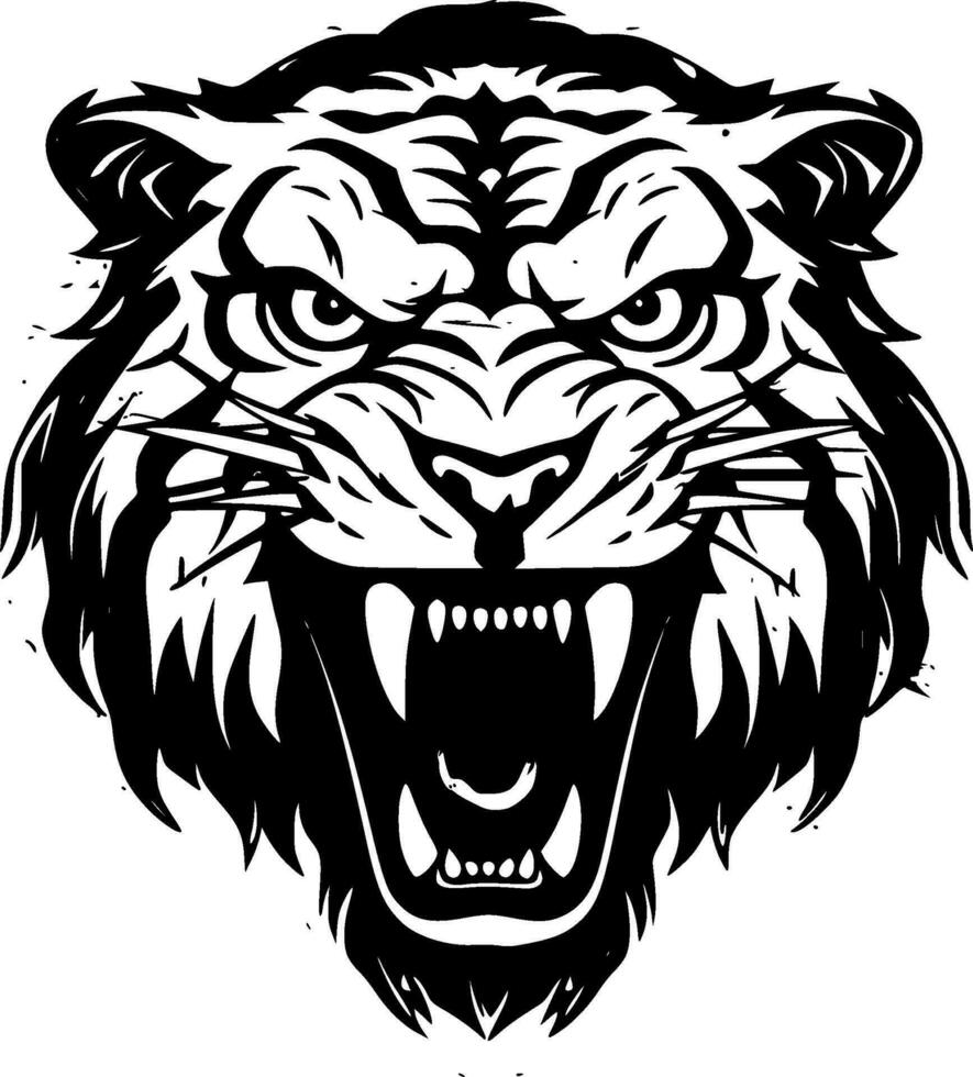 Tiger, Black and White Vector illustration