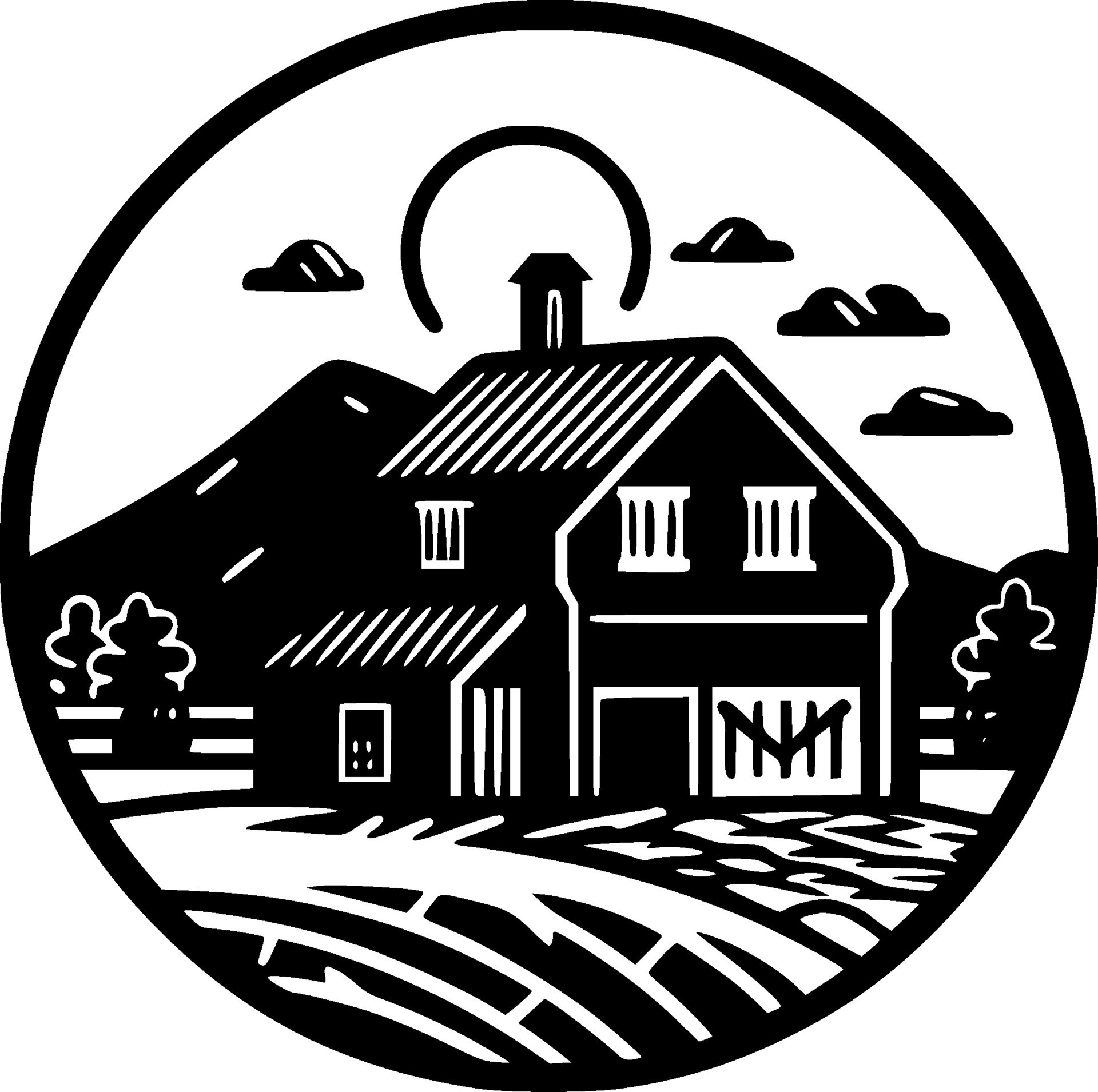 Farmhouse, Black and White Vector illustration 27565395 Vector Art at