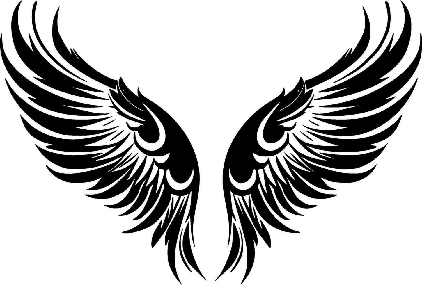 Wings, Black and White Vector illustration