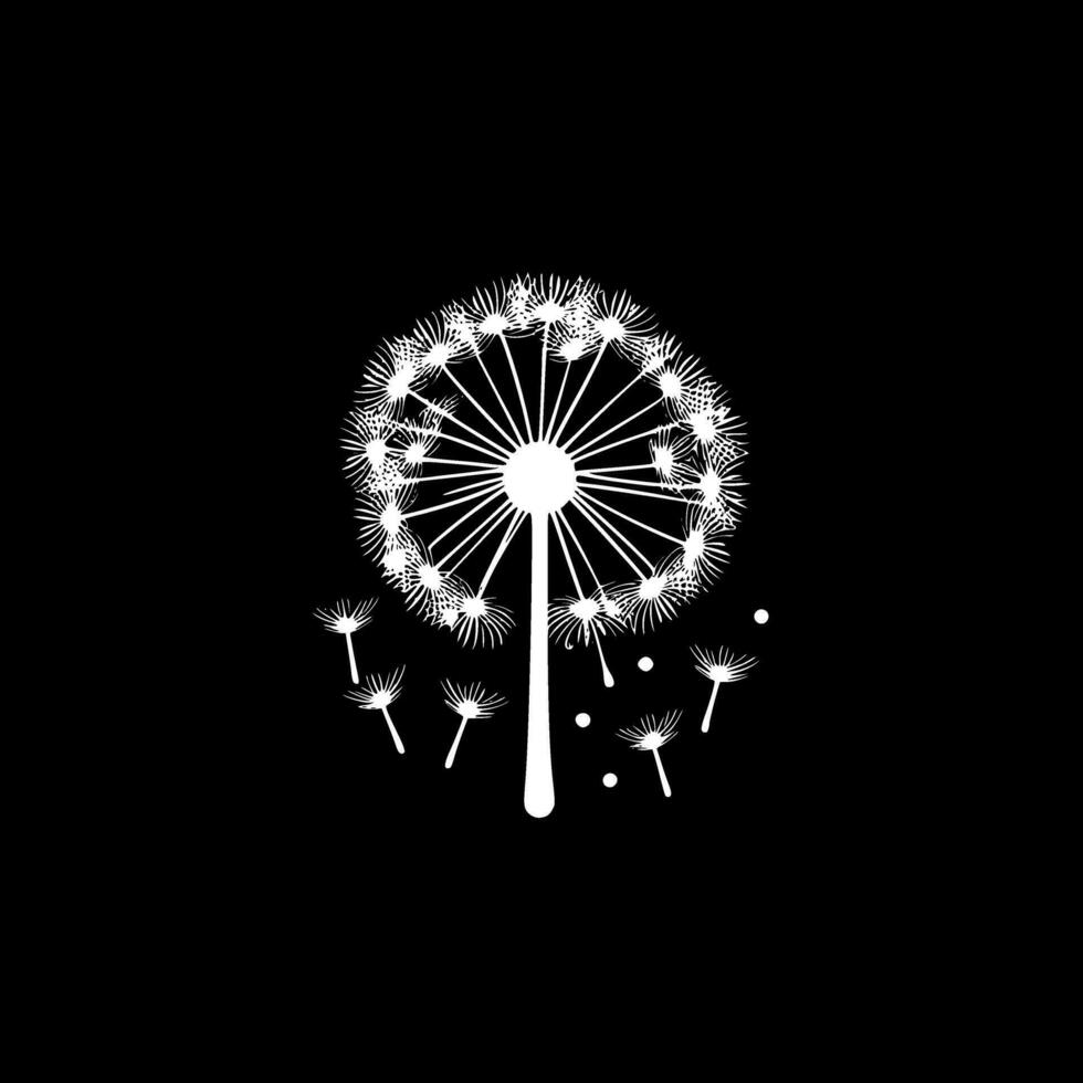 Dandelion, Black and White Vector illustration