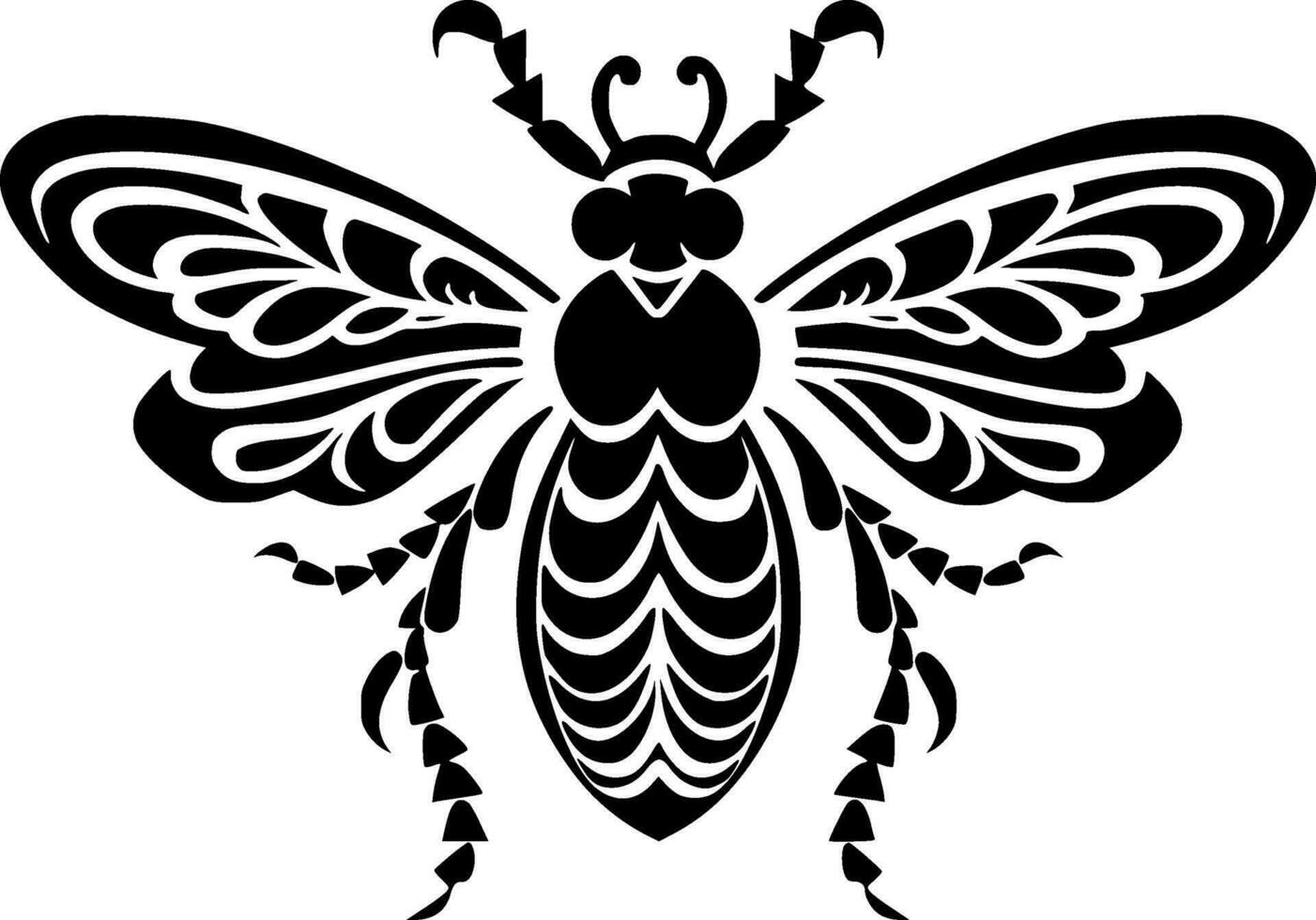 Bee - Black and White Isolated Icon - Vector illustration